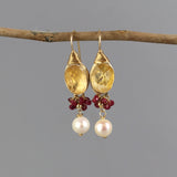 Citrine Earrings, Ruby Cluster Earring, Pearl Drop Earrings, Gemstone Earrings, November Birthstone, Statement Earrings, Wedding Earrings