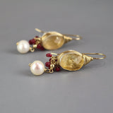 Citrine Earrings, Ruby Cluster Earring, Pearl Drop Earrings, Gemstone Earrings, November Birthstone, Statement Earrings, Wedding Earrings