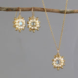 Labradorite Jewelry Set, Pearl Wedding Jewelry, Mandala Necklace, Labradorite Earrings, Necklace Earrings Set, Mandala Earrings
