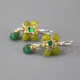 Green Jasmine Earrings, Small Flower Earrings, Green Glass Earrings, Aventurine Drop Earrings, Unique Boho Earrings, Christmas Gift for Her