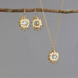 Labradorite Jewelry Set, Pearl Wedding Jewelry, Mandala Necklace, Labradorite Earrings, Necklace Earrings Set, Mandala Earrings