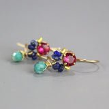Pink Gemstone Dancer Earrings, Lapis Dangle Earrings, Bridesmaid Gift, Birthstone Gift, Dainty Earrings, Boho Earrings, Petite Earrings