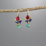 Pink Gemstone Dancer Earrings, Lapis Dangle Earrings, Bridesmaid Gift, Birthstone Gift, Dainty Earrings, Boho Earrings, Petite Earrings