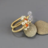 Carnelian Hoop Earrings, Wire Wrap Hoop Earrings, Carnelian Pearl Hoops, Jasmine Hoop Earrings, Floral Hoop Earrings, Multi Stone Hoops