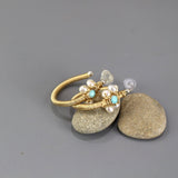 Wire Wrap Hoops, Turquoise Hoop Earrings, Mixed Metal Hoops, Turquoise Pearl Hoops, Boho Hoop Earrings, Unique Handmade Earrings, Boho Style
