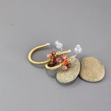 Bohemian Wire Wrap Hoop Earrings, Multi Stone Earrings, Carnelian Hoops, Unique Earrings, Summer Wedding, Flower Hoop Earrings, Boho Chic
