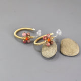 Bohemian Wire Wrap Hoop Earrings, Multi Stone Earrings, Carnelian Hoops, Unique Earrings, Summer Wedding, Flower Hoop Earrings, Boho Chic