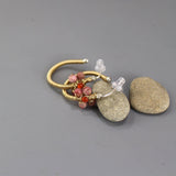 Bohemian Wire Wrap Hoop Earrings, Multi Stone Earrings, Carnelian Hoops, Unique Earrings, Summer Wedding, Flower Hoop Earrings, Boho Chic