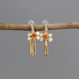Carnelian Hoop Earrings, Wire Wrap Hoop Earrings, Carnelian Pearl Hoops, Jasmine Hoop Earrings, Floral Hoop Earrings, Multi Stone Hoops