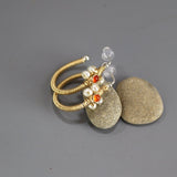Carnelian Hoop Earrings, Wire Wrap Hoop Earrings, Carnelian Pearl Hoops, Jasmine Hoop Earrings, Floral Hoop Earrings, Multi Stone Hoops