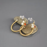 Carnelian Hoop Earrings, Wire Wrap Hoop Earrings, Carnelian Pearl Hoops, Jasmine Hoop Earrings, Floral Hoop Earrings, Multi Stone Hoops