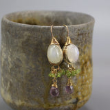 Moonstone Wedding Earrings, Statement Earrings, Peridot Earrings, Amethyst Earrings, Long Drop Earrings, Bridal Earrings, Gemstone Earrings