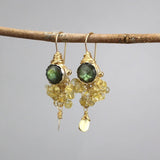 Labradorite Earrings, Citrine Cluster Earrings, Multi Stone Earrings, Birthstone Earrings, Statement Earrings, Boho Wedding Earrings