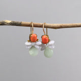 Pastel Earrings, Coral Earrings, Amazonite Drop Earrings, Boho Earrings, Colorful Earrings, Small Drop Earrings, Petite Earrings, Gift Ideas