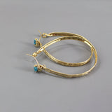 Hammered Hoop Earrings, Apatite Hoop Earrings, Gemstone Hoop Earrings, XL Hoop Earrings, Extra Large Hoops, Gold Hoop Earrings, Unique Hoops