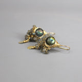 Labradorite Goddess Earrings, Labradorite Cluster Earrings, Gemstone Jewelry, Statement Earrings, Gold Wire Wrap Earrings, Unique Earrings
