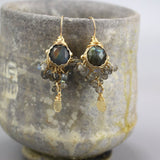Labradorite Goddess Earrings, Labradorite Cluster Earrings, Gemstone Jewelry, Statement Earrings, Gold Wire Wrap Earrings, Unique Earrings