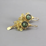 Labradorite Earrings, Citrine Cluster Earrings, Multi Stone Earrings, Birthstone Earrings, Statement Earrings, Boho Wedding Earrings
