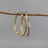 Hammered Hoop Earrings, Apatite Hoop Earrings, Gemstone Hoop Earrings, XL Hoop Earrings, Extra Large Hoops, Gold Hoop Earrings, Unique Hoops