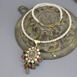 Wedding Earrings and Necklace Set, Tourmaline Necklace, Statement Jewelry Set, Mother of the Bride Jewelry, Pearls, Labradorite, Tourmaline