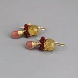 Citrine Carnelian Earrings Necklace Jewelry Set, Gemstone Jewelry, Bridesmaid Gift, Bohemian Earrings, Dainty Drop Necklace, Boho Jewelry