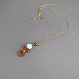 Opal Earrings Necklace Set, Lab Opal, Carnelian, Cherry Quartz, Jewelry Set, Bridesmaid Gift, Bohemian Earrings, Dainty Drop Necklace