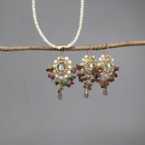 Wedding Earrings and Necklace Set, Tourmaline Necklace, Statement Jewelry Set, Mother of the Bride Jewelry, Pearls, Labradorite, Tourmaline