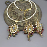 Wedding Earrings and Necklace Set, Tourmaline Necklace, Statement Jewelry Set, Mother of the Bride Jewelry, Pearls, Labradorite, Tourmaline