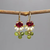 Multi Stone Earrings, Colorful Earrings, Peridot Earrings, Pink Earrings, Pearl Earrings, Dainty Earrings, Joyful Jewelry, Tiny Earrings
