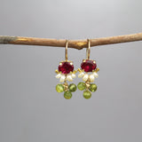 Multi Stone Earrings, Colorful Earrings, Peridot Earrings, Pink Earrings, Pearl Earrings, Dainty Earrings, Joyful Jewelry, Tiny Earrings