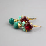 Boho Earrings, Colorful Earrings, Fuchsia Earrings, Amazonite Earrings, Unique Earrings, Summer Jewelry, Small Drop Earrings, Gift for Her