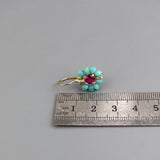 Gemstone Flower Earrings, Amazonite Floral Earrings, Pink Zircon Earrings, Boho Earrings, Flower Girl Earrings, Beach Wedding Earrings