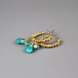 Boho Hoop Earrings, Wire Wrap Hoops, Gemstone Hoop Earrings, Amazonite Hoops, Blue Earrings, Jade Earrings, Statement Hoop Earrings