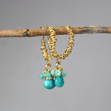 Boho Hoop Earrings, Wire Wrap Hoops, Gemstone Hoop Earrings, Amazonite Hoops, Blue Earrings, Jade Earrings, Statement Hoop Earrings