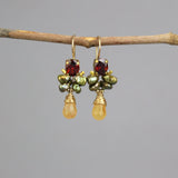Unique Gemstone Earrings, Dainty Earrings, Carnelian Drop Earrings, Cluster Earrings, Boho Earrings, Colorful Wedding Earrings, Petite