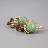 Amazonite Garnet Earrings, Small Dangle Earrings, Birthstone Earrings, Mother of the Bride, Gemstone Earrings, Amazonite Jewelry