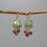 Amazonite Garnet Earrings, Small Dangle Earrings, Birthstone Earrings, Mother of the Bride, Gemstone Earrings, Amazonite Jewelry