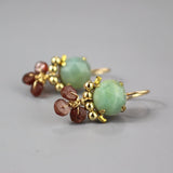 Amazonite Garnet Earrings, Small Dangle Earrings, Birthstone Earrings, Mother of the Bride, Gemstone Earrings, Amazonite Jewelry