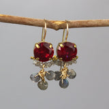 Cluster Earrings, Fuchsia Earrings, Labradorite Earrings, Gemstone Earrings, Unique Earrings, Small Dangle Earrings, Handmade Jewelry
