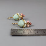 Multi-Stone Earrings, Amazonite Earrings, Unique Gemstone Earrings, Rhodonite Earrings, Pearl Earrings, Bridal Earrings, Mother of the Bride