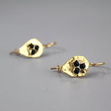 Onyx Shield Earrings, Small Protection Earrings, Gold Drop Earrings, Spiritual Earrings, Unique Earrings, Petite Dangle Earrings