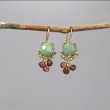 Amazonite Garnet Earrings, Small Dangle Earrings, Birthstone Earrings, Mother of the Bride, Gemstone Earrings, Amazonite Jewelry