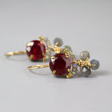 Cluster Earrings, Fuchsia Earrings, Labradorite Earrings, Gemstone Earrings, Unique Earrings, Small Dangle Earrings, Handmade Jewelry