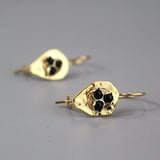 Onyx Shield Earrings, Small Protection Earrings, Gold Drop Earrings, Spiritual Earrings, Unique Earrings, Petite Dangle Earrings