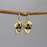 Onyx Shield Earrings, Small Protection Earrings, Gold Drop Earrings, Spiritual Earrings, Unique Earrings, Petite Dangle Earrings