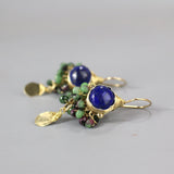 Lapis Lazuli Earrings, Ruby Zoisite Cluster Earrings, Colorful Earrings, Multi Stone Earrings, Gemstone Earrings, Lapis Jewelry