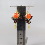 Carnelian Earrings, Autumn Earrings, Garnet Cluster Earrings, Fall Wedding Earrings, Bohemian Earrings, Dangle Earrings, Gift for Her