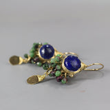 Lapis Lazuli Earrings, Ruby Zoisite Cluster Earrings, Colorful Earrings, Multi Stone Earrings, Gemstone Earrings, Lapis Jewelry