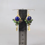 Lapis Lazuli Earrings, Ruby Zoisite Cluster Earrings, Colorful Earrings, Multi Stone Earrings, Gemstone Earrings, Lapis Jewelry