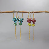 Unique Hoop Earrings, Fringe Earrings, Chain Hoop Earrings, Aventurine Earrings, Blue Apatite Hoops, Cluster Dangle Earrings, Gift for Her